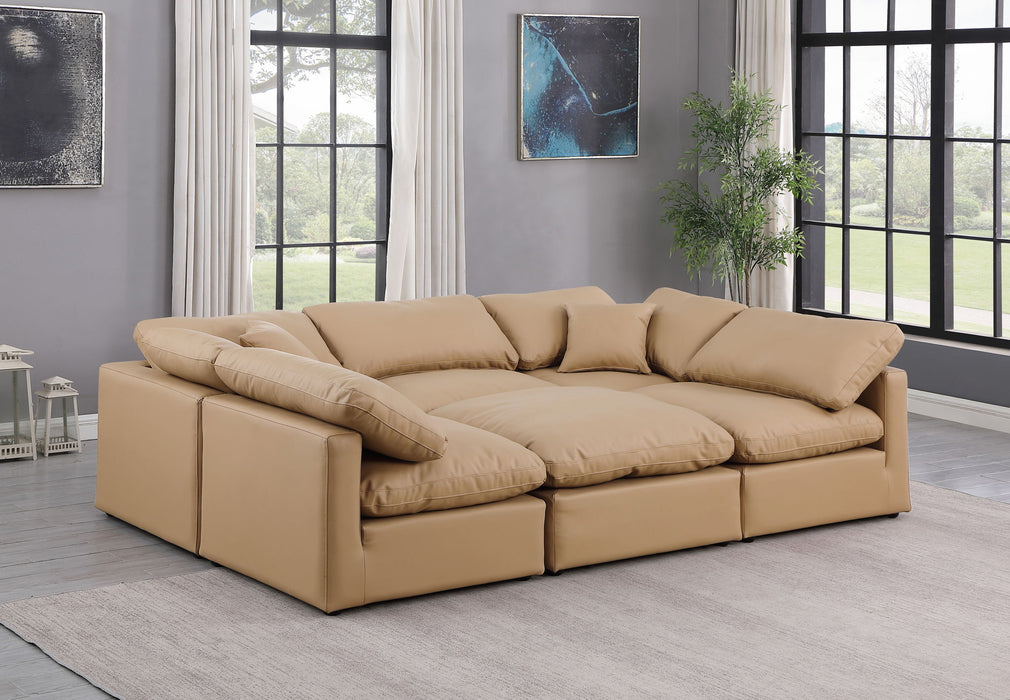 Indulge - Faux Leather 6 Piece Modular Sectional - Tan - Simple Home Plus