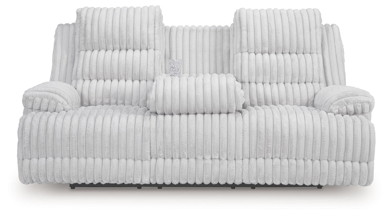 Rhines Falls - Alloy - Reclining Power Sofa With Drop Down Table - Simple Home Plus