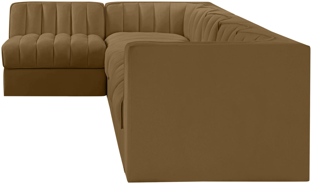 Rummi - Velvet Performance Fabric Upholstered 6 Piece Modular Sectional, L-Shaped (Right) - Simple Home Plus
