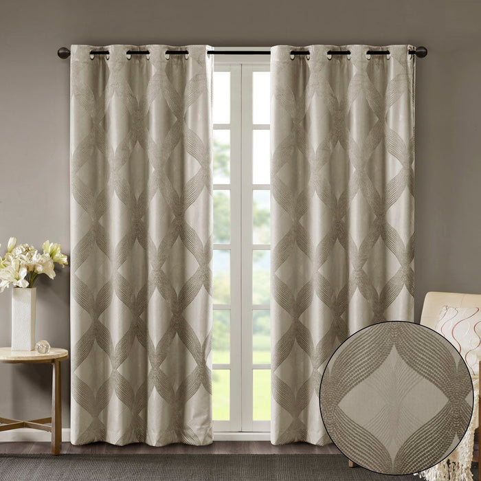 Bentley - 84" Ogee Knitted Total Blackout Panel - Taupe - Simple Home Plus