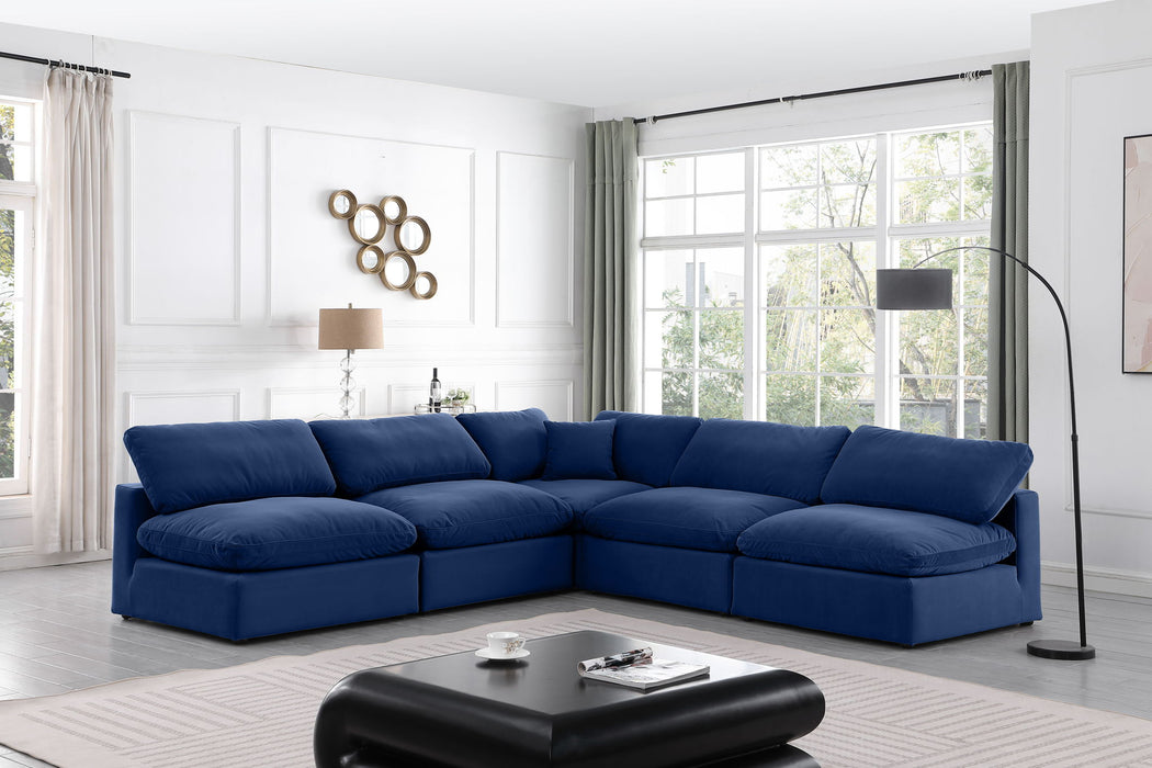 Comfy - 5 Piece Velvet Modular Corner Armless Sectional - Simple Home Plus