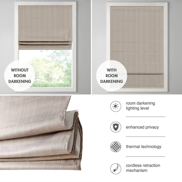 Galen - 35" Basketweave Room Darkening Cordless Roman Shade - Taupe