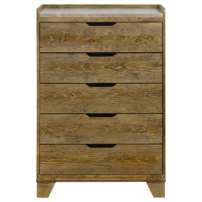 Henderson - 5-Drawer Bedroom Chest Of Drawers - Medium Oak - Simple Home Plus
