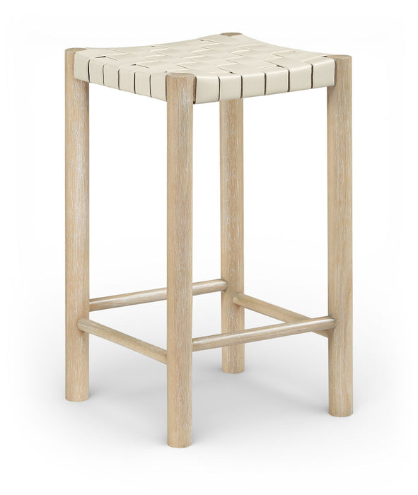Entwine - Vegan Leather Upholstered Backless Counter Stool - Painted Natural - Simple Home Plus