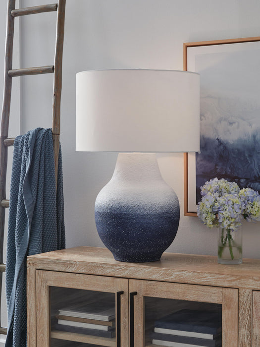 Dashland - Metal Table Lamp - White / Navy - Simple Home Plus