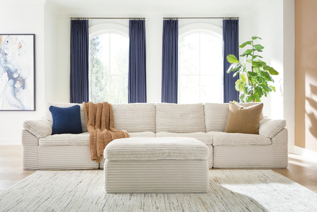 Fannin - 4-Piece Sectional With Ottoman - Ivory - Simple Home Plus