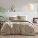 Porter - Full Soft Washed Pleated Duvet Cover Set - Khaki - Simple Home Plus