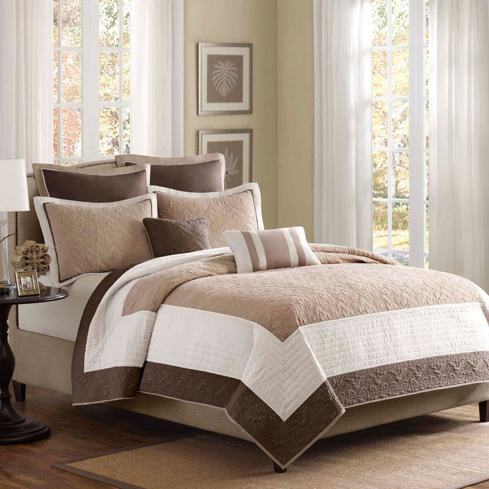 Attingham - King 7 Piece Reversible Coverlet Set - Beige - Simple Home Plus