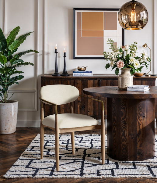 Riccio - Fabric Dining Arm Chair (Set of 2) - Natural Frame