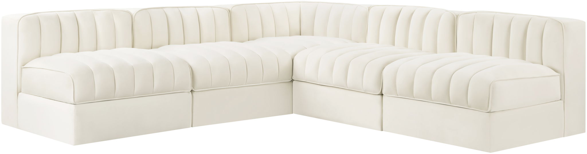 Rummi - Armless Velvet Performance Fabric Upholstered 5 Piece Modular Sectional - Simple Home Plus