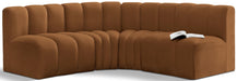 Arc - Velvet 4 Piece Corner Modular Sofa - Saddle - Simple Home Plus