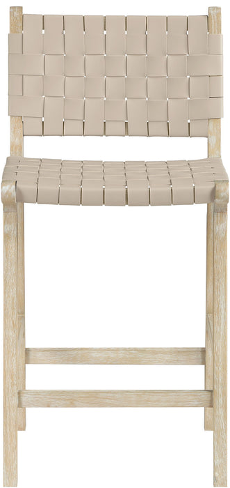 Entwine - Vegan Leather Upholstered Counter Stool - Painted Natural - Simple Home Plus