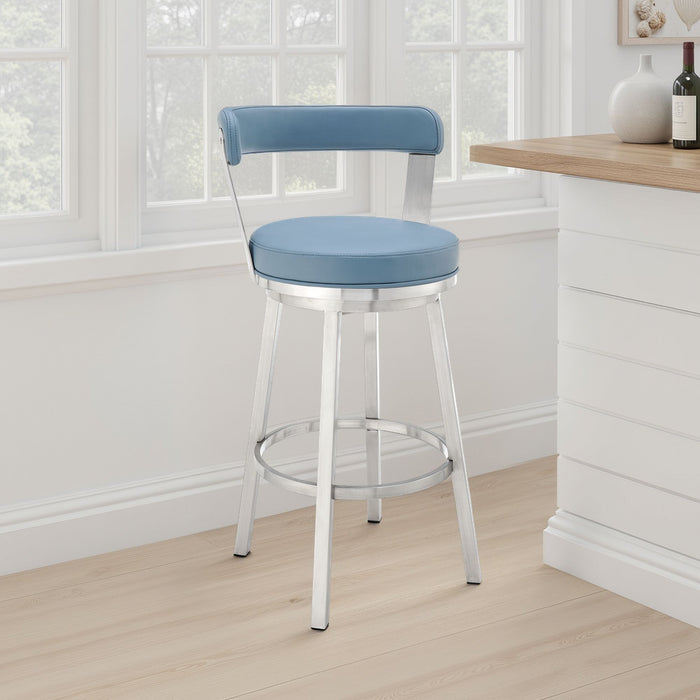 Bryant - Swivel Bar Stool With Silver Frame - Simple Home Plus