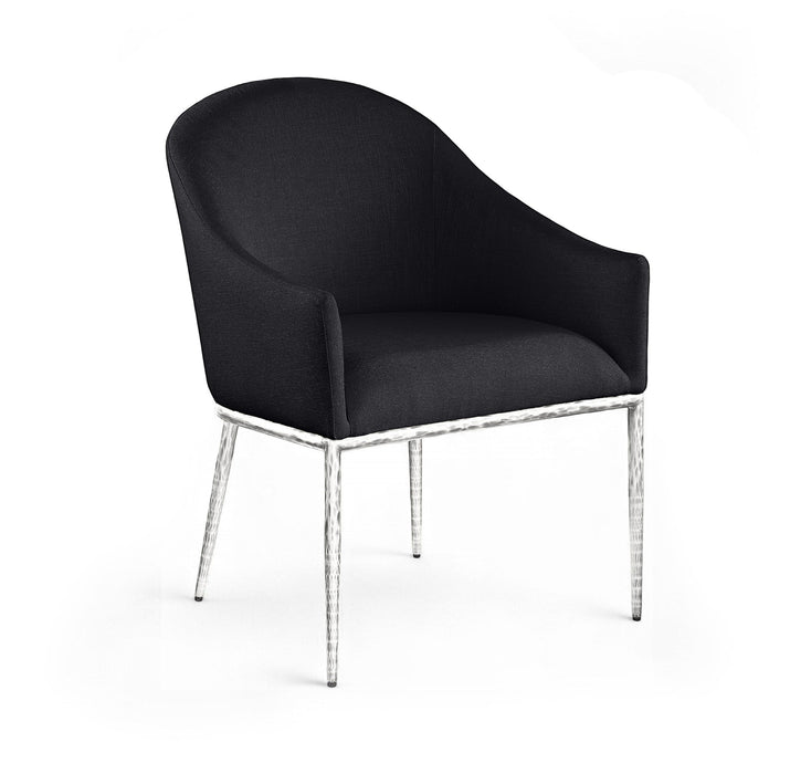 Ferro - Upholstered Dining Arm Chair With Brushed Silver Legs - Simple Home Plus