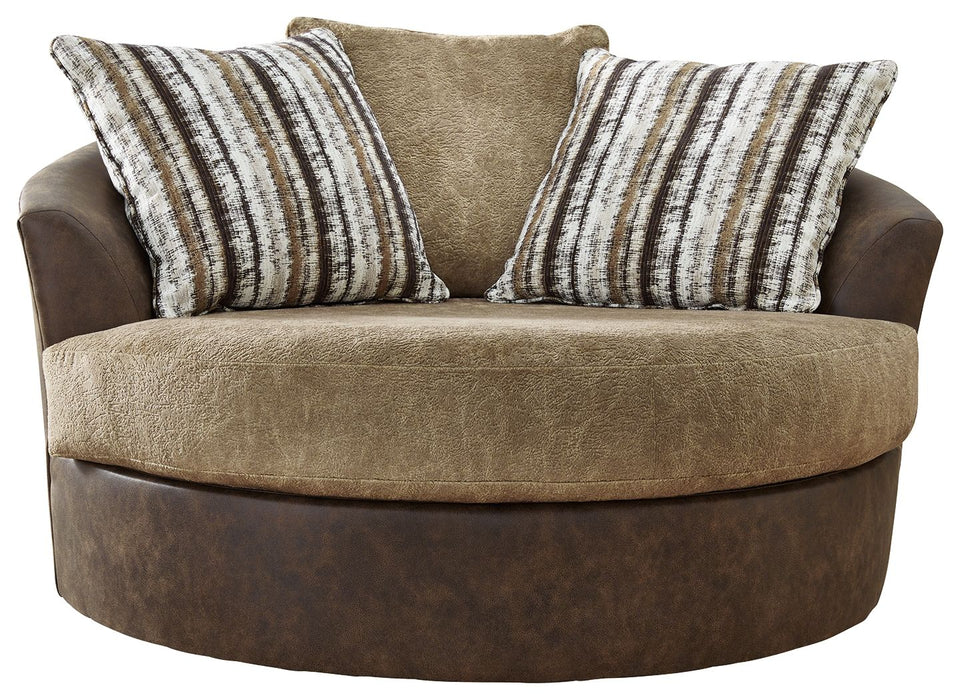 Alesbury - Chocolate - Oversized Swivel Accent Chair - Simple Home Plus