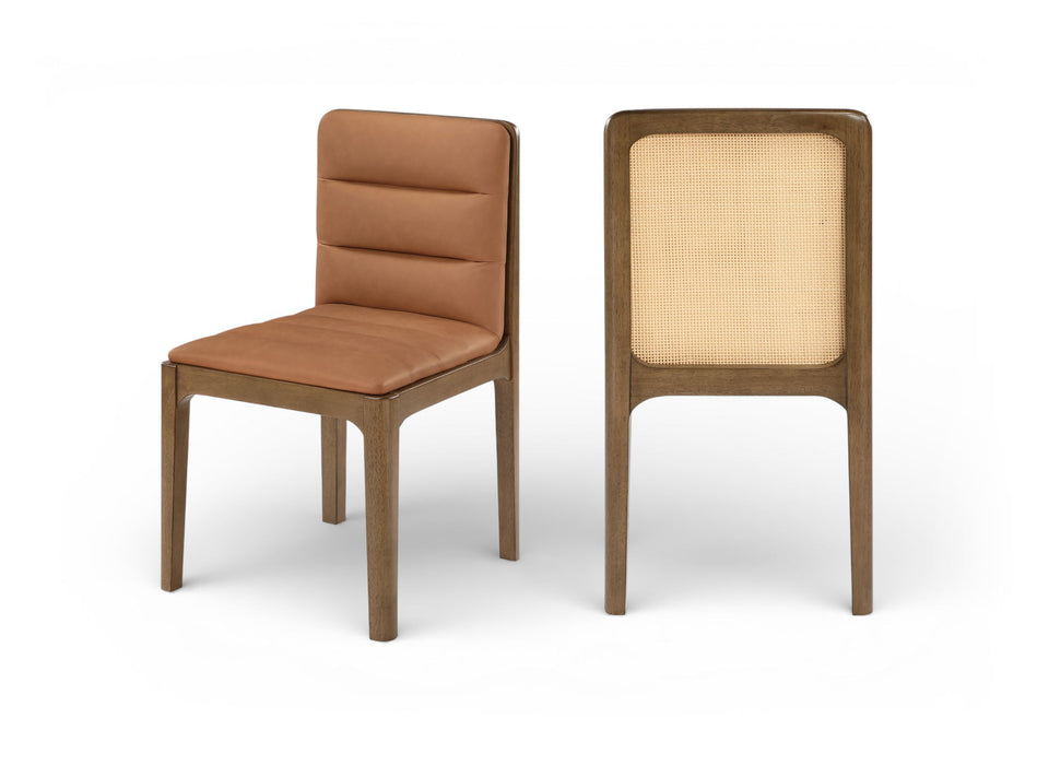 Ellis - Vegan Leather Upholstered Dining Chair (Set of 2) - Brown Base - Simple Home Plus