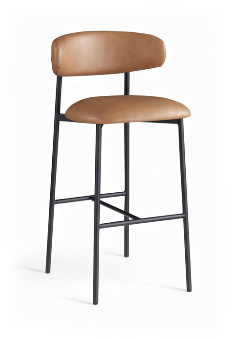 Lupita - Vegan Leather Upholstered Bar Stool With Matte Black Frame (Set of 2) - Simple Home Plus