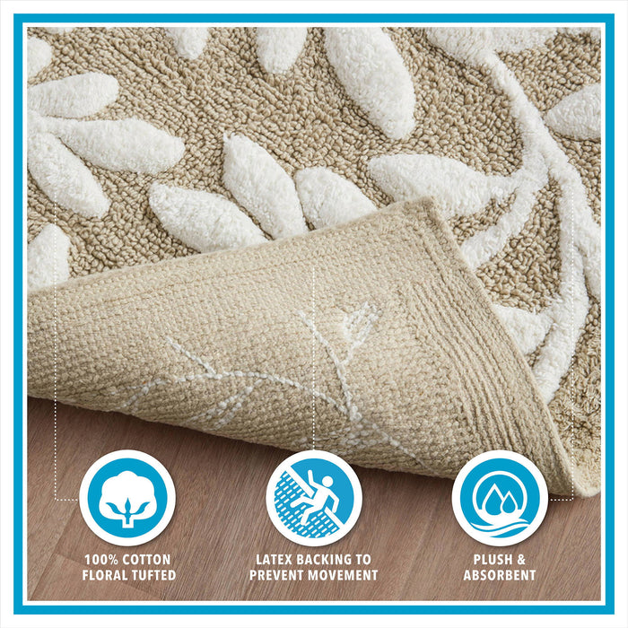 Serene - 21" x 34" Cotton Tufted Bath Rug - Beige - Simple Home Plus