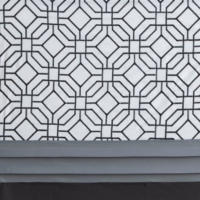 Donnell - Embroidered And Pieced Shower Curtain - Black / Gray - Simple Home Plus