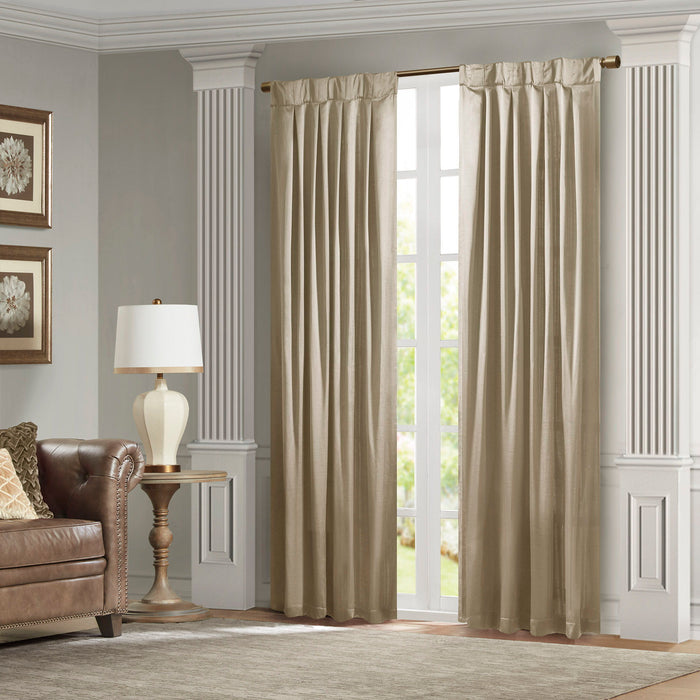 Avignon - Pleat Curtain Panel With Tieback Single - Champagne - Simple Home Plus
