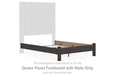 Fraluna - Queen Panel Footboard With Rails - Charcoal - Simple Home Plus
