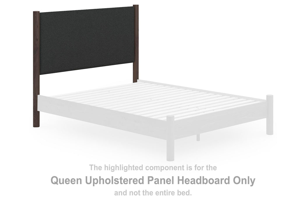 Pamytta - Queen Upholstered Panel Headboard - Black / Brown - Simple Home Plus