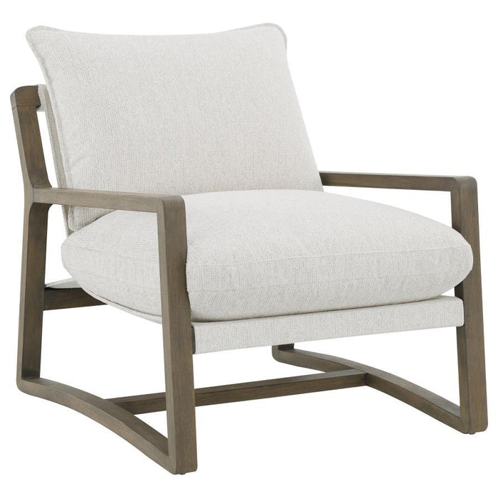 Geneva - Boucle Upholstered Wood Arm Accent Chair - Sand - Simple Home Plus