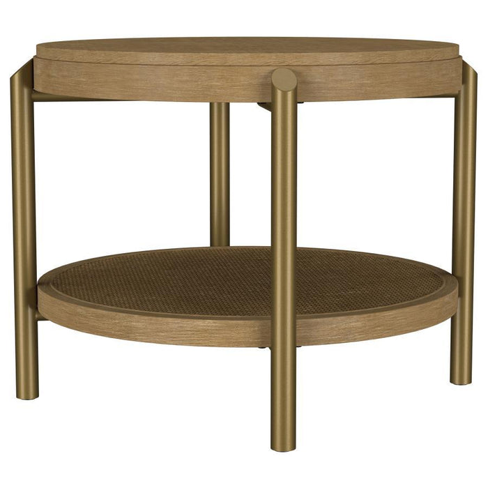 Arini - Round End Side Table With Storage Shelf - Simple Home Plus