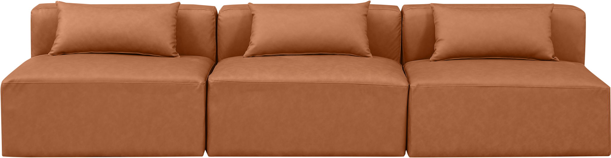 Cube - Modular 3 Piece Armless Sofa - Cognac - Simple Home Plus