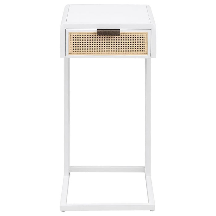 Amherst - 1-Drawer Radio Weave Cane Metal Side Table - Simple Home Plus