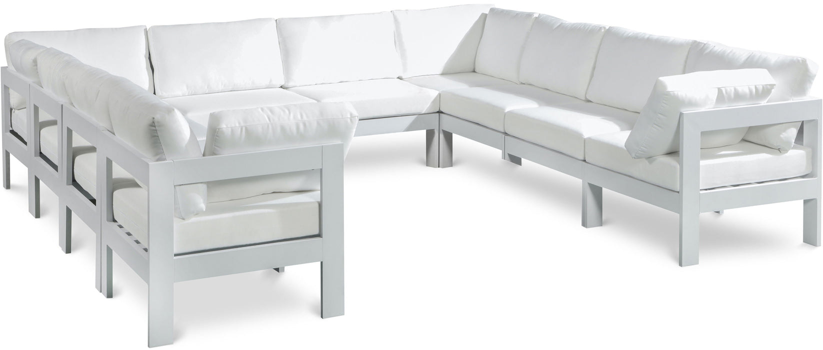 Nizuc - Outdoor Patio 10 Piece Modular Sectional With White Frame - Simple Home Plus