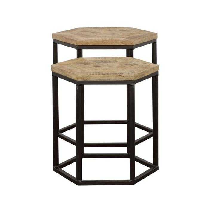 Adger - 2 Piece Hexagonal Nesting Tables - Natural And Black - Simple Home Plus