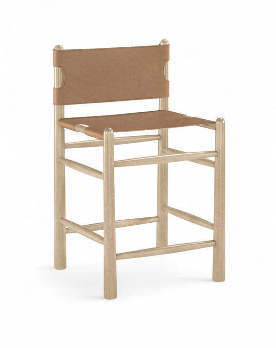 Santos - Upholstered Counter Stool With Stained Natural Base - Simple Home Plus
