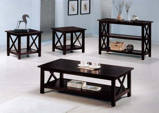 Rachelle - 3 Piece Rectangular Coffee Table Set - Deep Merlot - Simple Home Plus