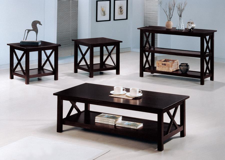 Rachelle - 3 Piece Rectangular Coffee Table Set - Deep Merlot - Simple Home Plus