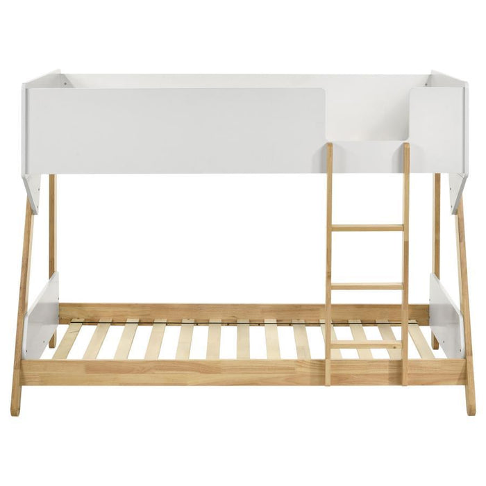 Wyatt - Wood Twin Over Twin Bunk Bed - White And Natural - Simple Home Plus