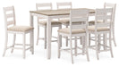 Skempton - White / Light Brown - Counter Height Dining Table and Bar Stools (Set of 7) - Simple Home Plus