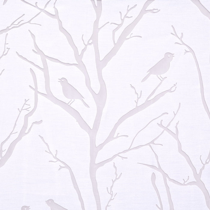 Averil - 84" Grommet Top Sheer Bird On Branches Burnout Window Curtain - White - Simple Home Plus