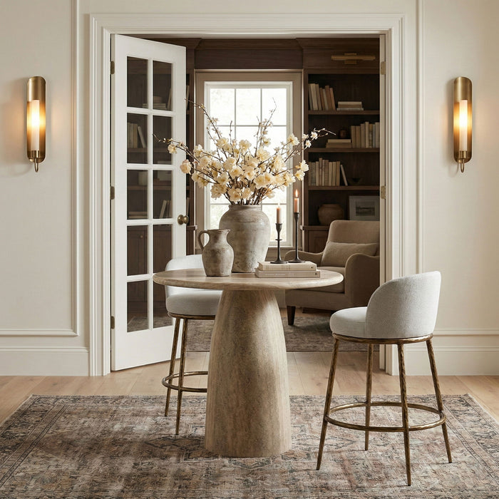 Ferro - Performance Fabric Upholstered Bar Stool - Antique Brass - Simple Home Plus