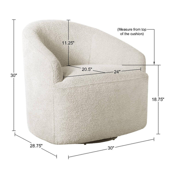 Bonn - Upholstered 360° Swivel Chair - Cream