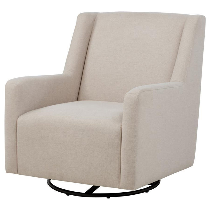 Sorrel - Fabric Upholstered Swivel Glider Arm Chair - Latte - Simple Home Plus