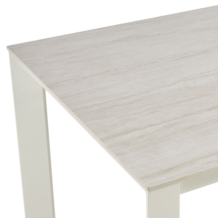 Breeze - Powder Coated Metal Rectangle Outdoor Dining Table With Sintered Stone Table Top - Cream