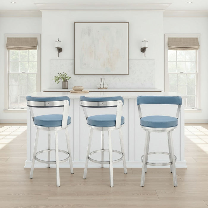 Bryant - Swivel Bar Stool With Silver Frame - Simple Home Plus