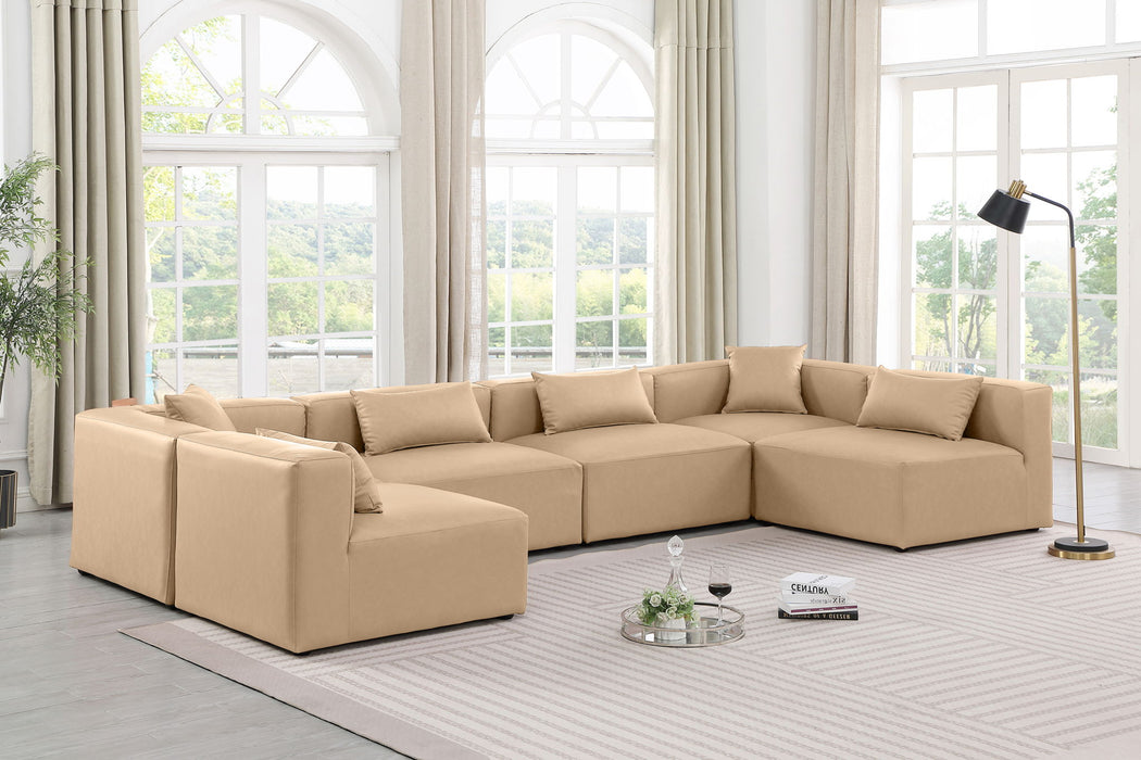 Cube - 6 Piece Modular Armless Sectional - Tan - Simple Home Plus
