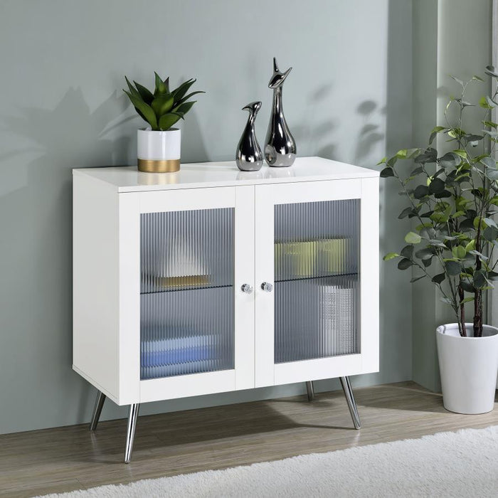 Nieta - 2 Door Engineered Wood Accent Cabinet - White High Gloss - Simple Home Plus