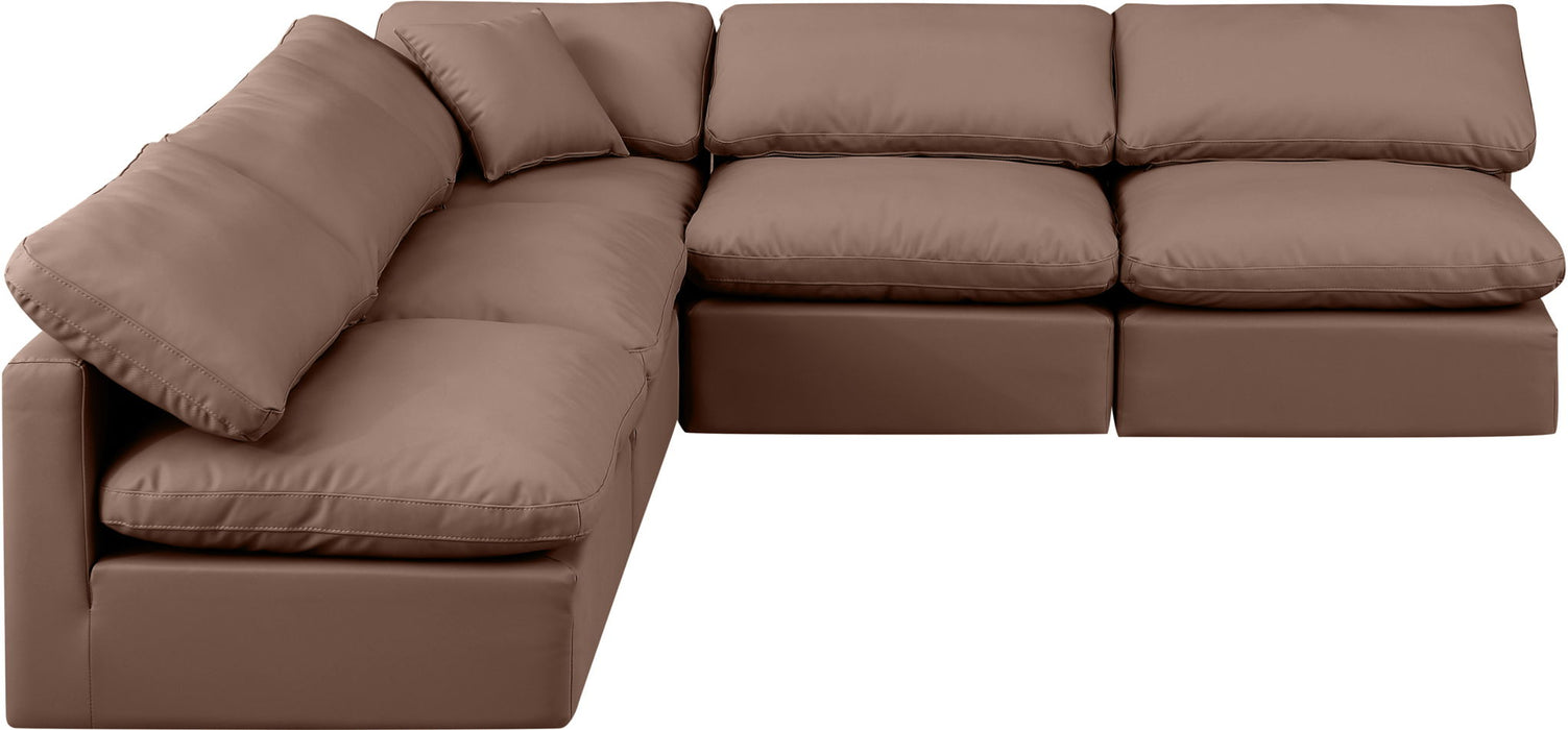 Indulge - Faux Leather 5 Piece Modular Corner Armless Sectional - Simple Home Plus