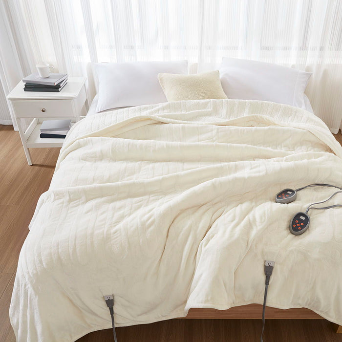 Heated Microlight To Berber - Full Blanket - Ivory