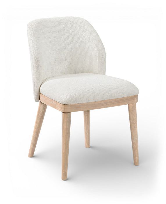Valeo - Linen Textured Fabric Upholstered Dining Chair (Set of 2) - Painted Natural Base - Simple Home Plus