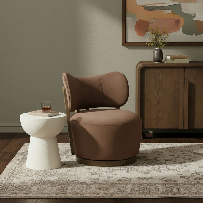 Elara - Velvet Upholstered Swivel Accent Chair - Stained Brown - Simple Home Plus