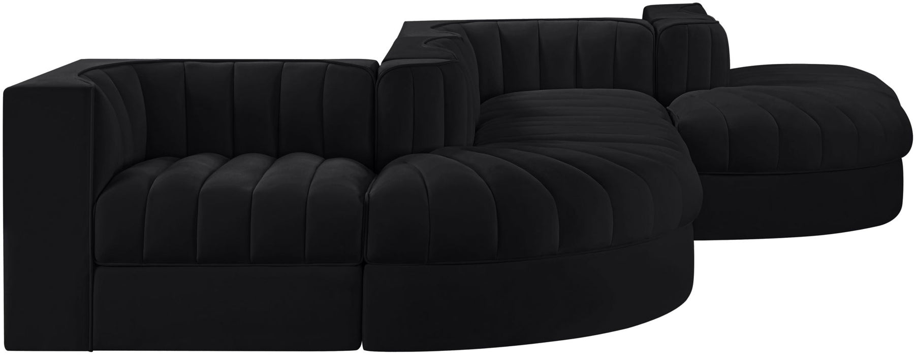 Rummi - Rounded Velvet Performance Fabric Upholstered 6 Piece Modular Sectional - Simple Home Plus
